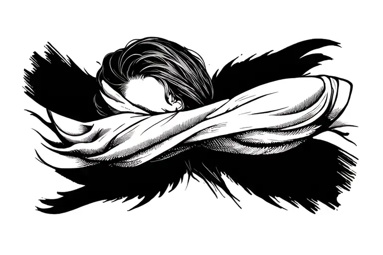 Around Arm Sleeve With Line Art Shape Like Crossline Combine With Some Mitology