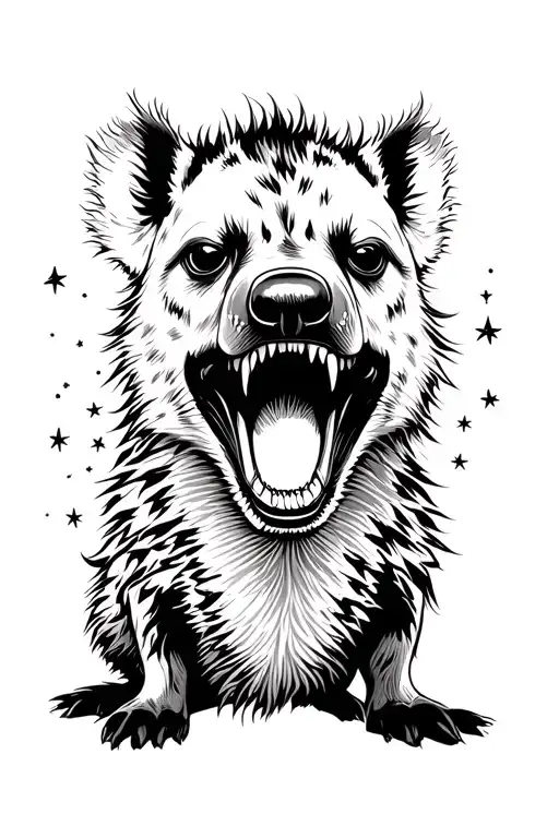 Hyena Mouth Open And Stars