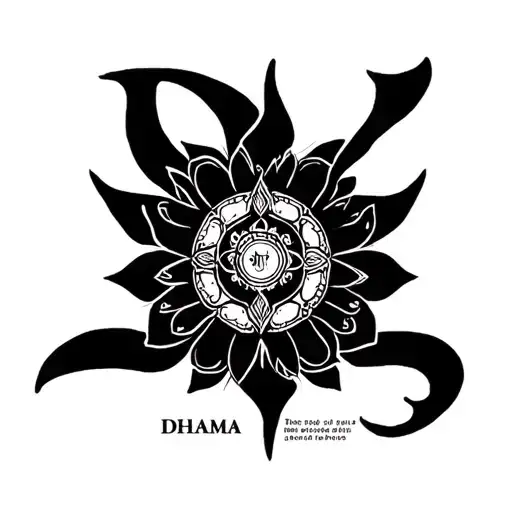 A Tattoo That Says Dharma And Around Details With Meaning Of The Word