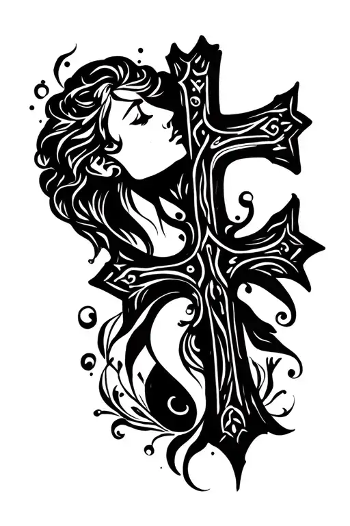 Couples Cross Tattoo Design