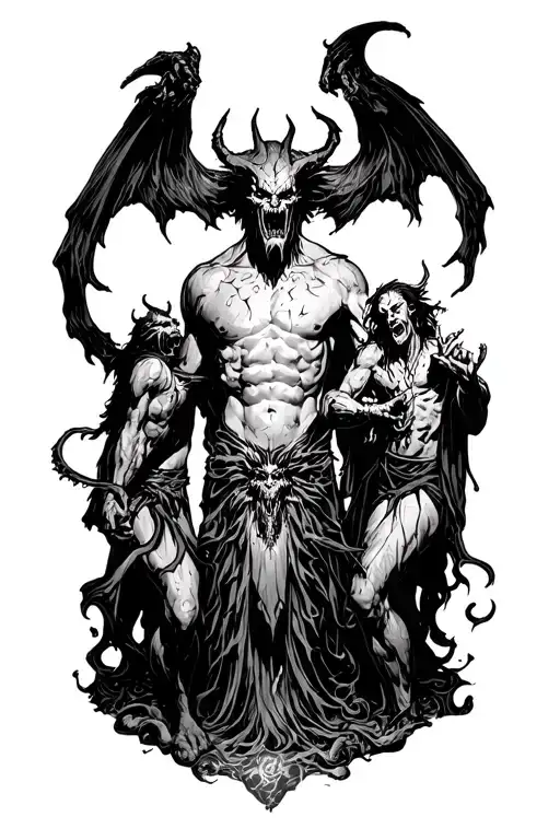 Hell Scene Featuring Hades And Cerebus