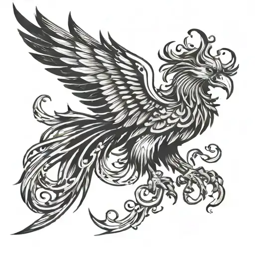 Small Manly Phoenix With Kanji