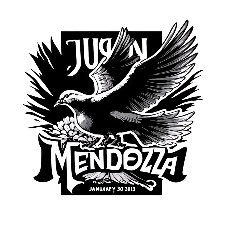 Dove Flying With The Name Juan Mendoza With The Date January 30 2013 Under It