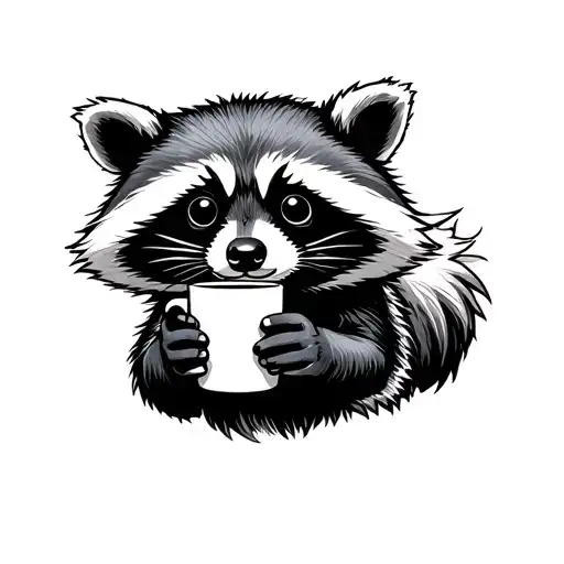 Crazy Raccoon Holding A Mug