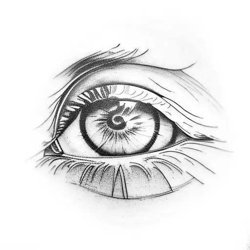 A Realistic Depiction Of An Eye With Intricate Mountain Ranges Reflected In The Iris