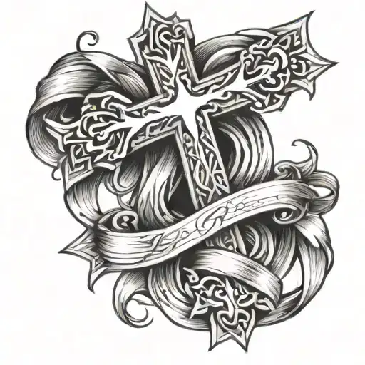 Cross With Ribbons Coming From It