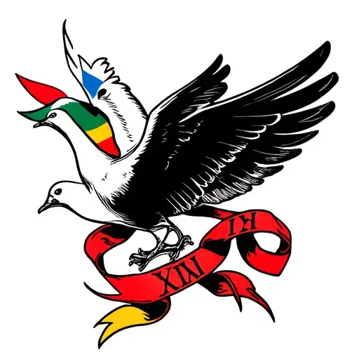 Dove With Ribbons And Roman Numeral Letters With Haitian Flag