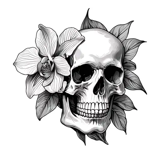 Skull And Orchids