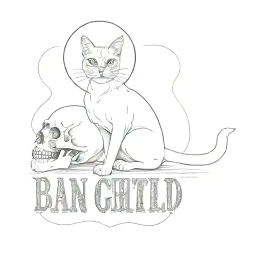 A Cat And A Skull