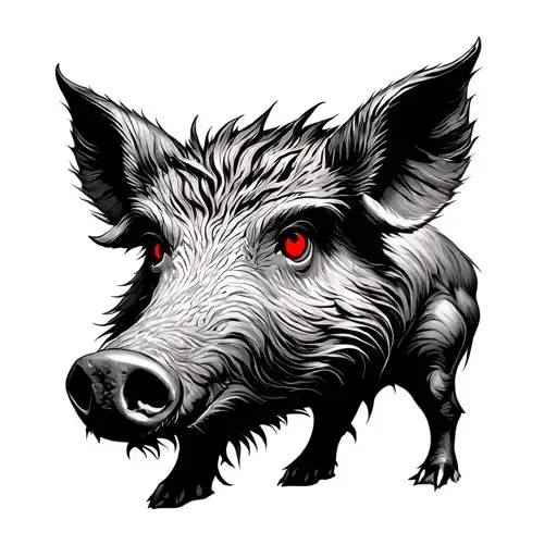 Wild Boar And Red Eyes