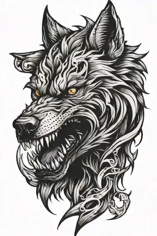 Ferocious Wolf With Sharp Claws And Teeth