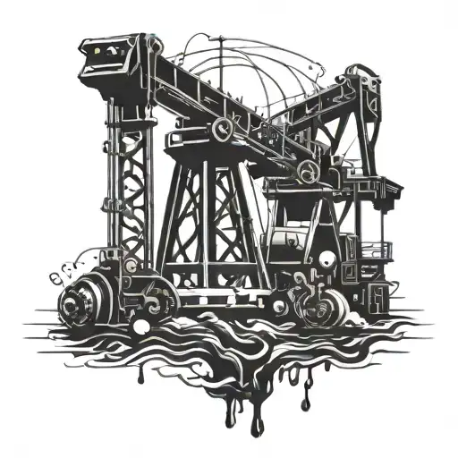 Abstract Representation Of Oil Drilling Equipment Intertwined With Feminine Figures