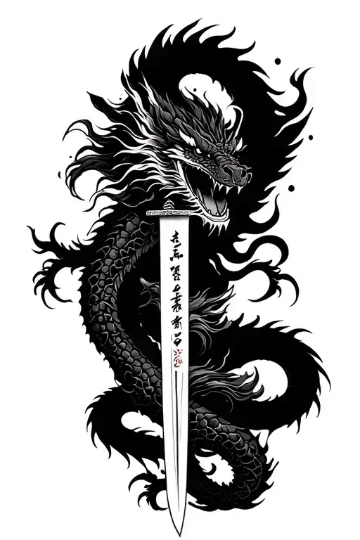 Japanese Katana And Dragon Forearm