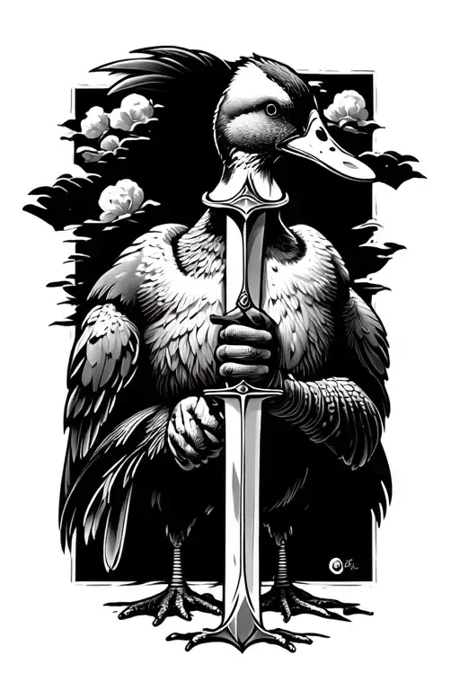 Duck Holding Sword