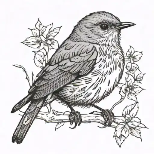 A Friendly Cute Robin Bird Sitting