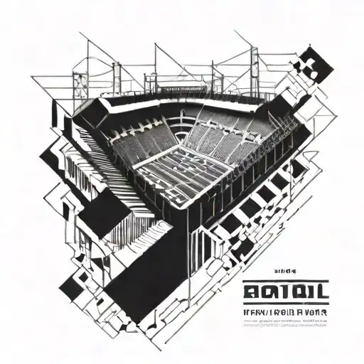 A Geometric Interpretation Of A Football Stadium With Abstract Shapes And Patterns