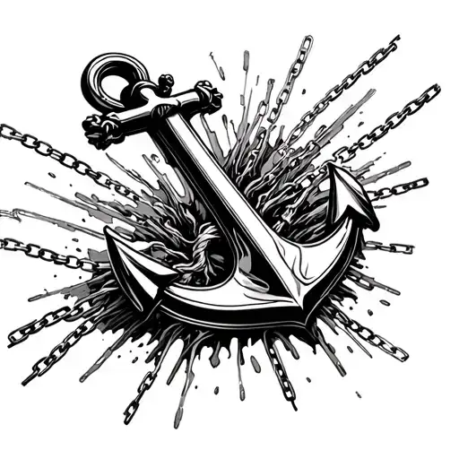 Anchor Surrounded By Chains Breaking And Bursting