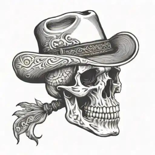 Skull Wearing Cowboy Hat