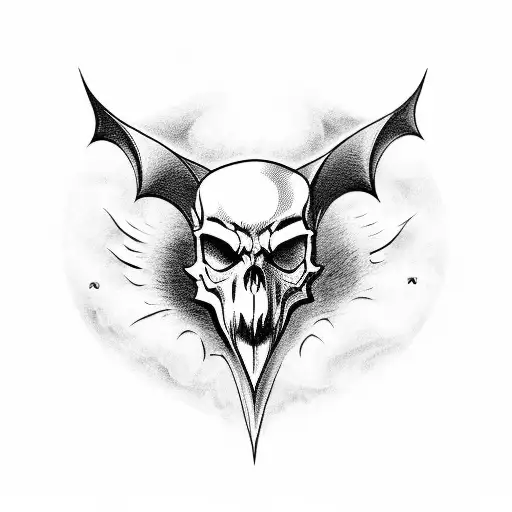 Bat Winged Skull With The Beard Of The Devil
