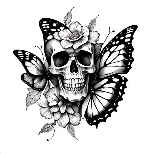 Floral Scull Butterflies