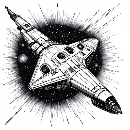 Spaceship Flying Through A Galaxy