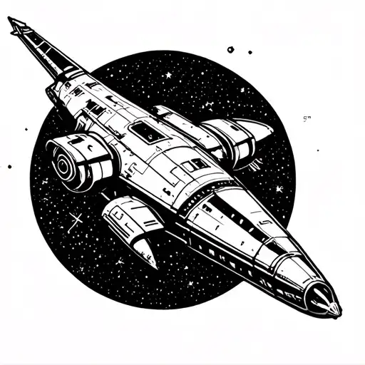 Spaceship Flying Through A Galaxy