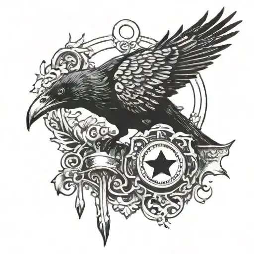 Crow With Hrugnir Heart In The Eye Surrounded