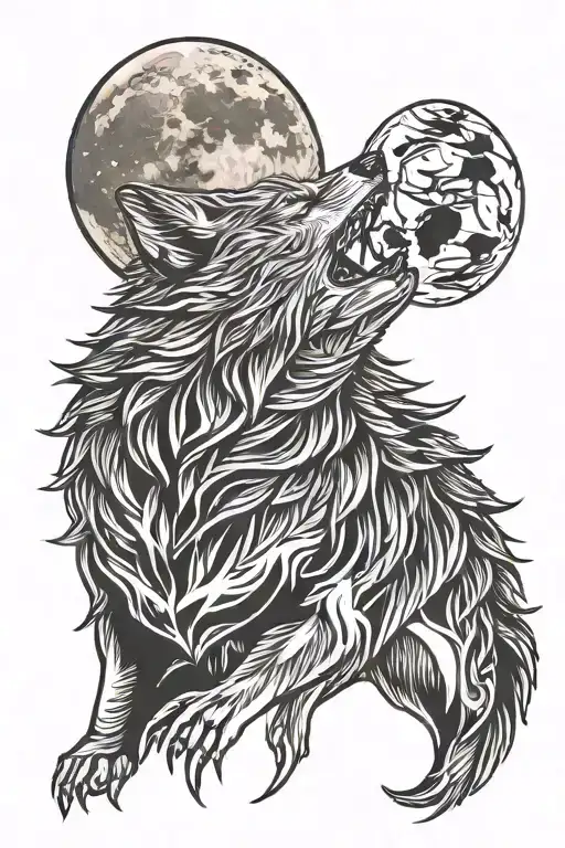 Wolf Howling Wolf And Moon