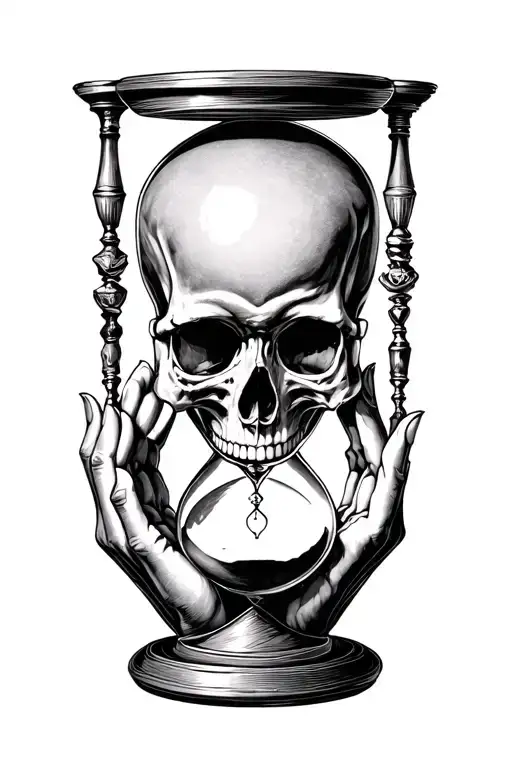 Skull Holding An Hourglass