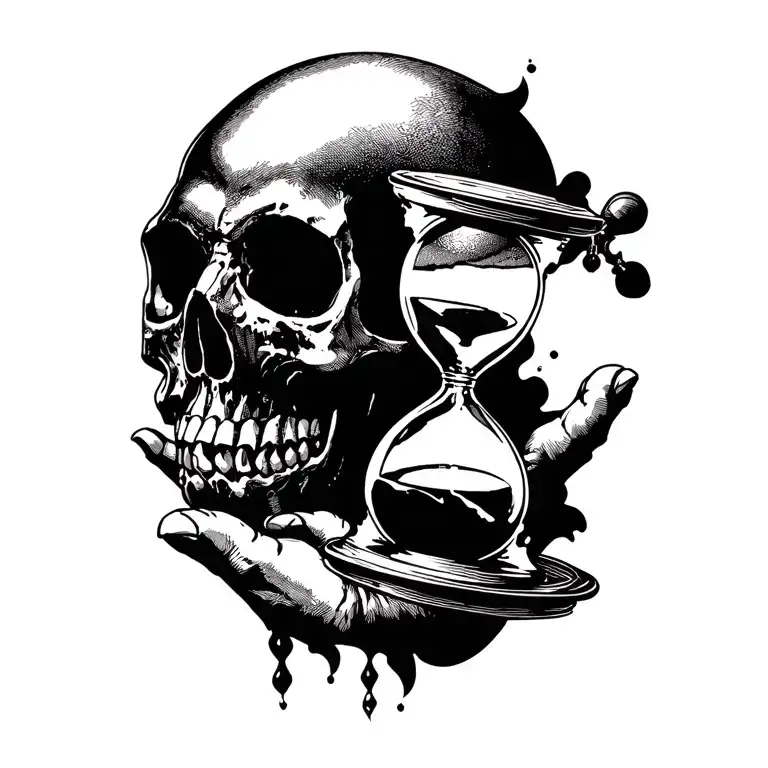 Skull Holding An Hourglass