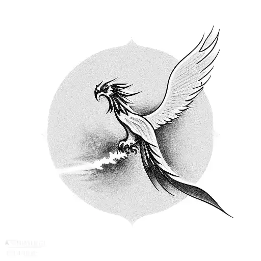 Phoenix Silouette With A Rising Fire Inside