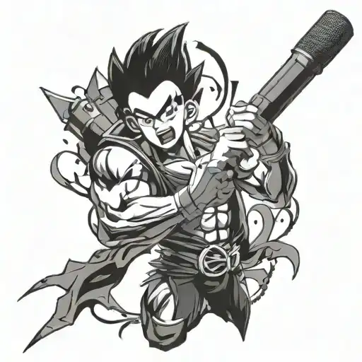Combine Vegetta From Dragon Ball Z With A Microphone To Symbolize Your Love For Singing
