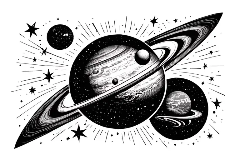 Universe Including Planets And Stars Shining