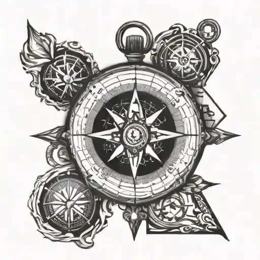 Compass Surrounded By Various