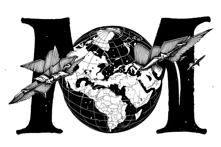 Letter M An Globe With Flight Travelling
