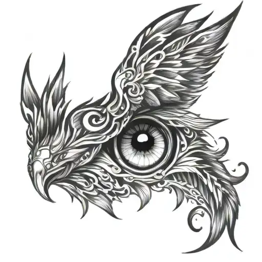 Eyes And Wings Fire Surrounded