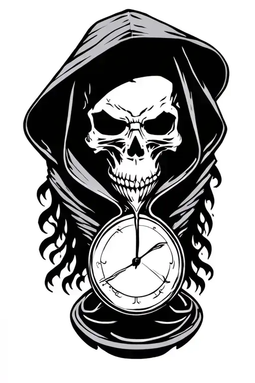 Hooded Reaper With Hour Glass