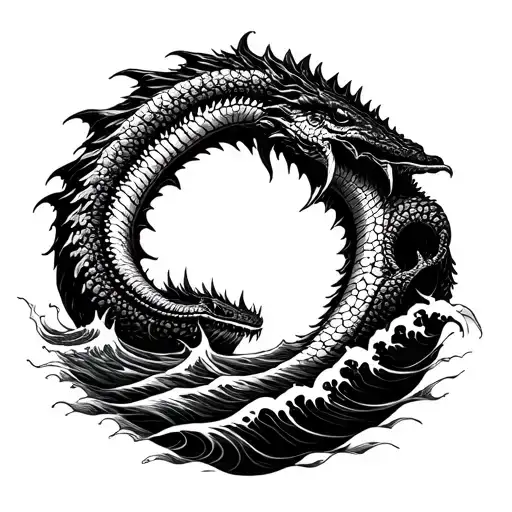 Leviathan Seas Monster Symbol Surrounded By Waves
