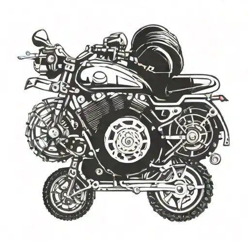 Incorporate A Detailed Motorcycle Engine Into A Mandala Design