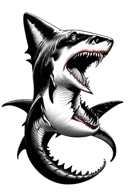 Curved Shark With Mouth Open