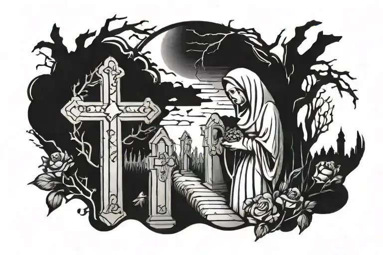 Nun In The Cemetery