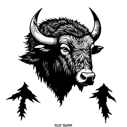 Forest Sleeve Buffalo Head