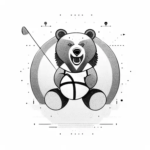 A Dynamic Illustration Of A Bear Playing A Sport Like Basketball Or Soccer