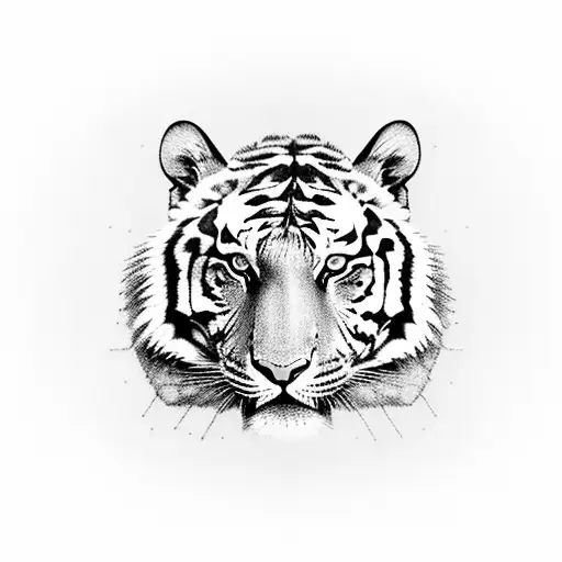 A Majestic Tiger Surrounded By Vintage Cameras