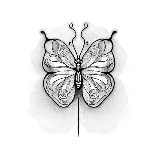 A Tattoo Machine Drawing A Beautiful Butterfly
