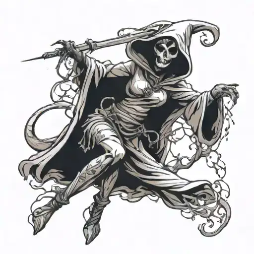 A Girl A Reaper Demon Dancing