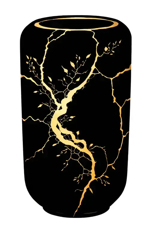 Gentle Kitsungi Gold Cracks Through A Large Rectangle Vase