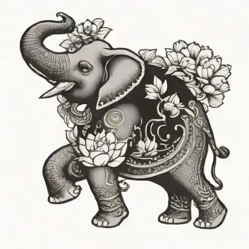 The Elephant In Buddhism Is Holding A Lotus Flower In Its Trunk