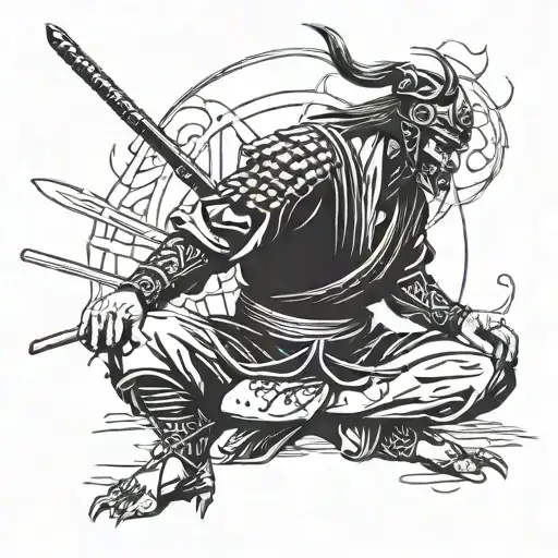 Bloody Samurai Meditating