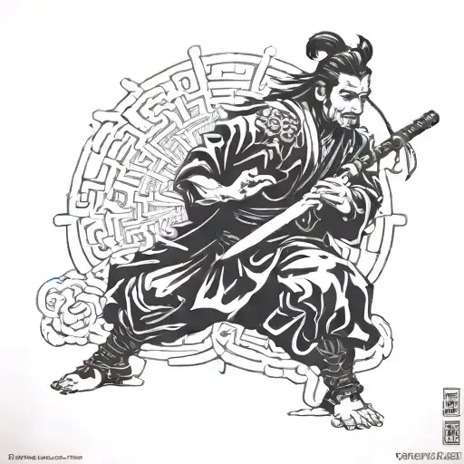 Samurai Meditating Crossleged